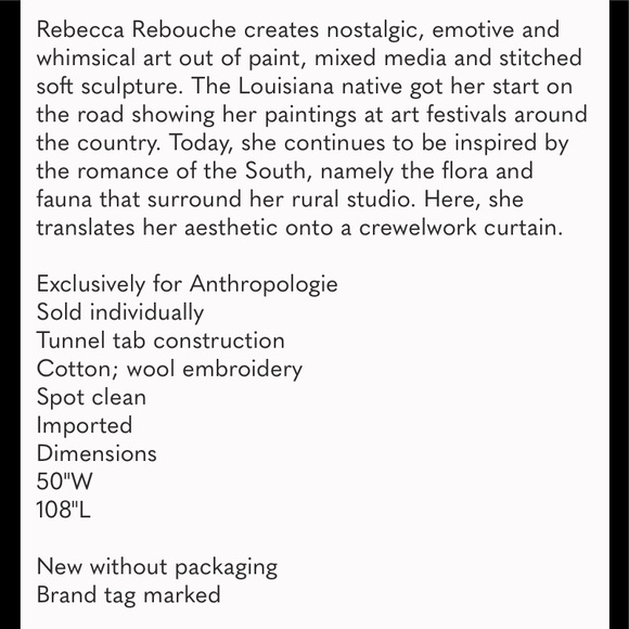 New Anthropologie Soaring Starlings Curtain 50 x 63 Single Panel - Picture 2 of 16